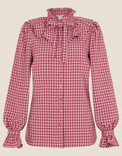 Monica Check Frill Blouse, Pink (PINK), large