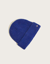 Super Soft Knit Beanie Hat with Recycled Polyester, Blue (COBALT), large
