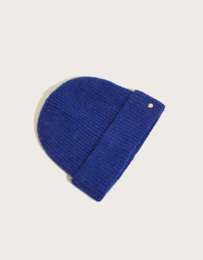 Super Soft Knit Beanie Hat with Recycled Polyester, Blue (COBALT), large