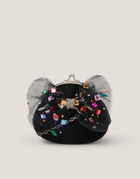 Bejewelled Bow Clip Frame Purse, , large