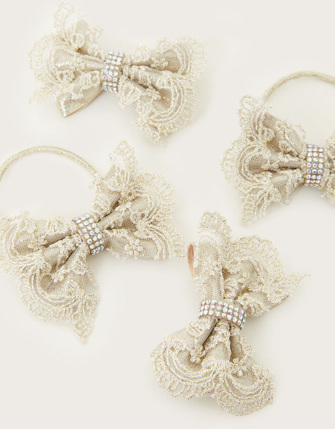 Lace Bow Hair Bands and Clips 4 Pack, , large