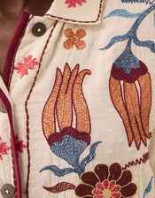 East Odeline Floral Embroidered Cotton Jacket, Ivory (IVORY), large