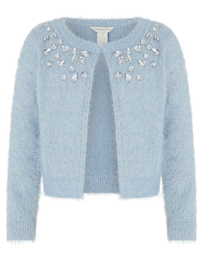 Sienna Fluffy Cardigan, Blue (PALE BLUE), large