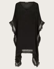 Fringe Trim Poncho, , large