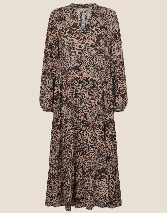 Animal Print Midi Dress in LENZING™ ECOVERO™ , Brown (BROWN), large