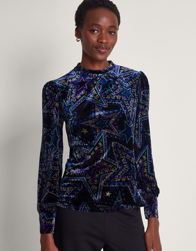 Serenity Velvet Blouse, Black (BLACK), large