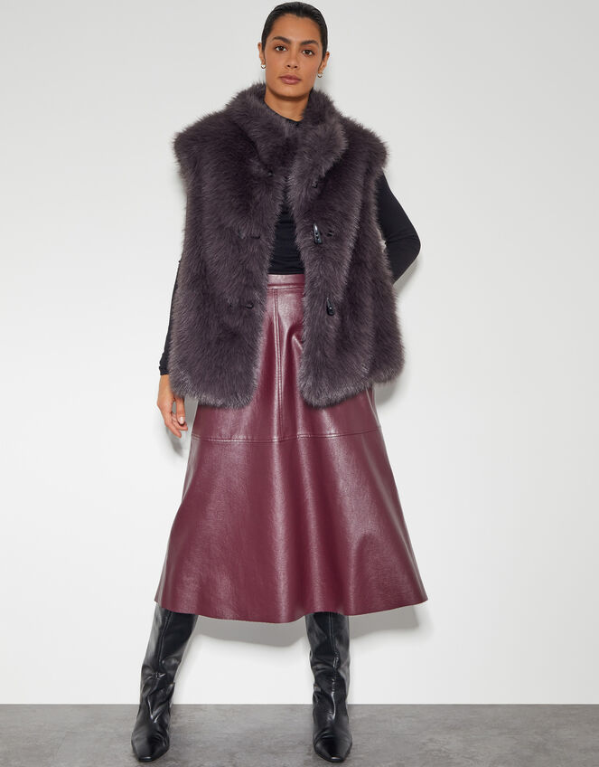 Della Faux Fur Gilet, Brown (CHOCOLATE), large