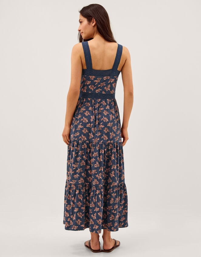 Polly Print Jersey Midi Dress, Blue (NAVY), large