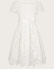 Guipure Lace Square Neck Dress, Ivory (IVORY), large