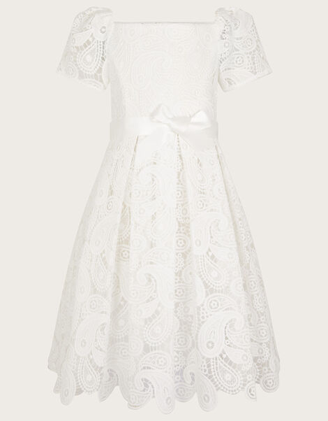 Guipure Lace Square Neck Dress, Ivory (IVORY), large