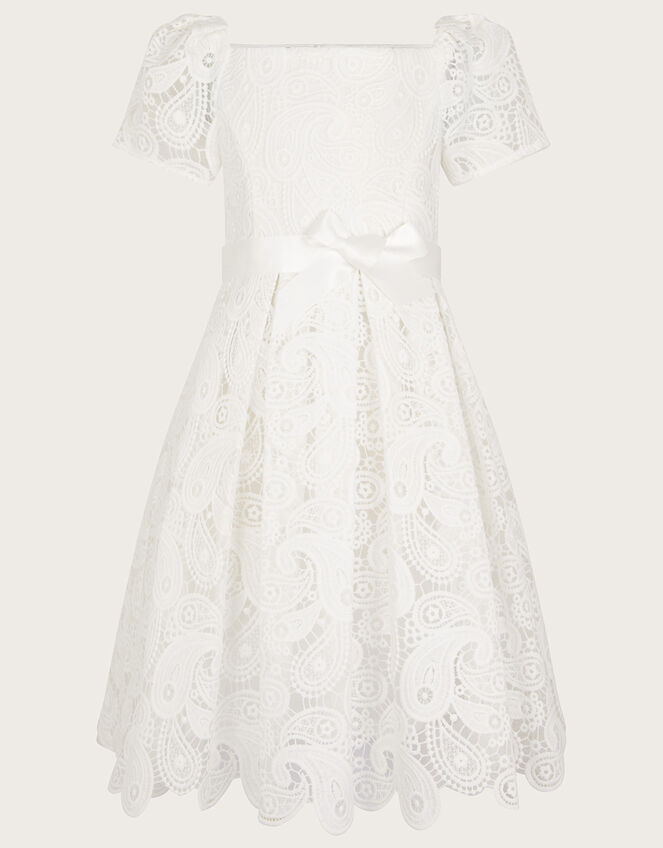 Guipure Lace Square Neck Dress, Ivory (IVORY), large