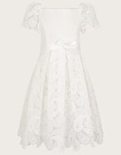 Guipure Lace Square Neck Dress, Ivory (IVORY), large