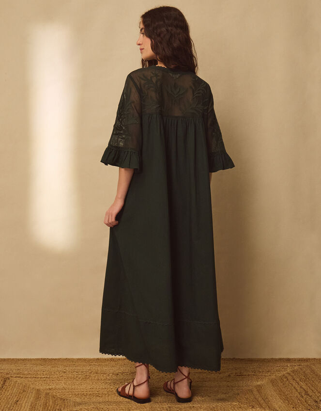 East Theia Embroidered Lace Maxi Dress, Green (DARK GREEN), large