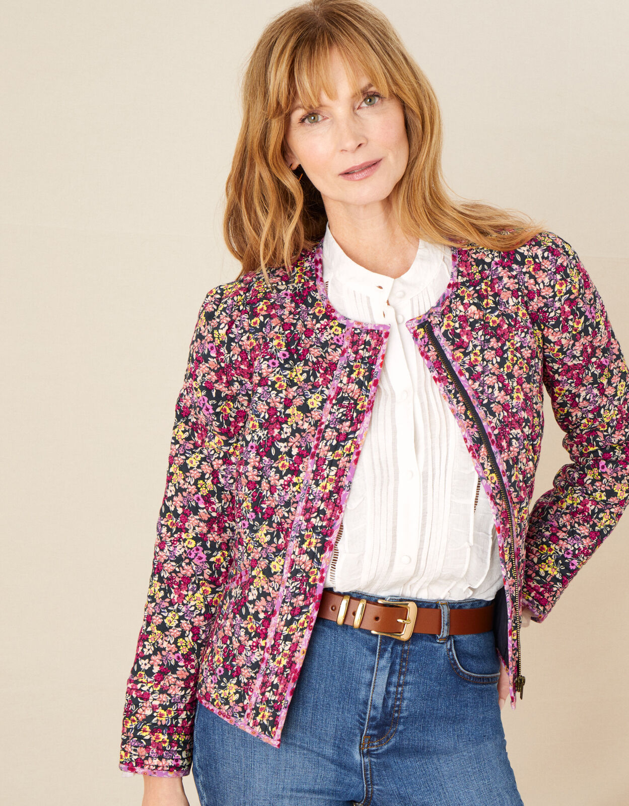 Ditsy Floral Quilted Jacket Blue 