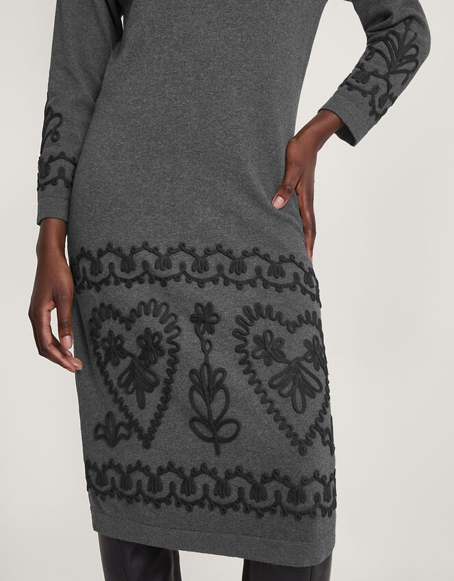 Cornelli Long Dress in Sustainable Cotton, Grey (GREY), large
