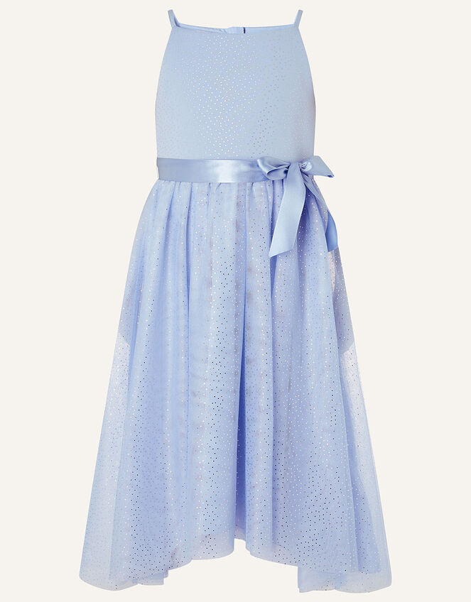 Foil Print Sleeveless Dress , Blue (PALE BLUE), large