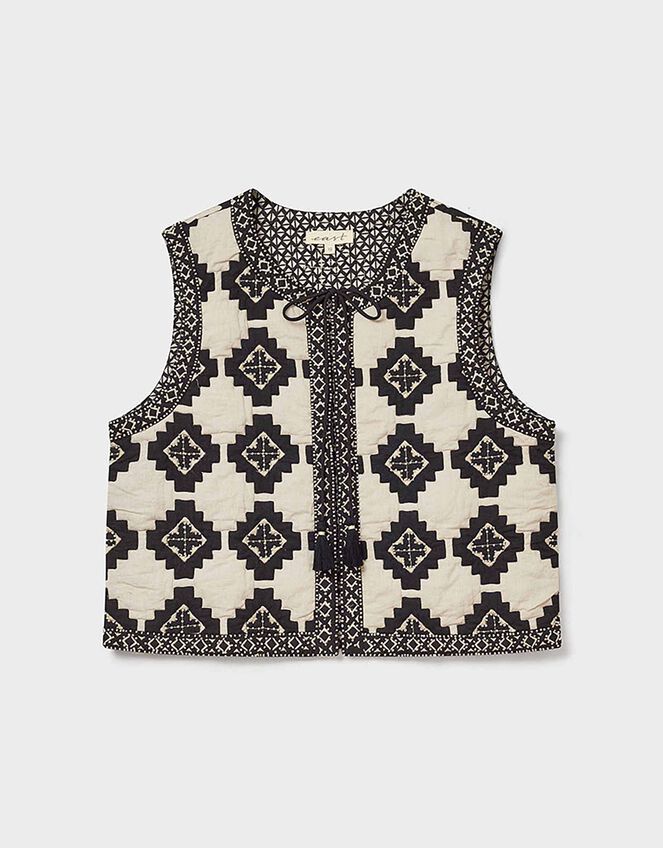 East Kaira Embroidered Quilted Waistcoat, Grey (CHARCOAL), large