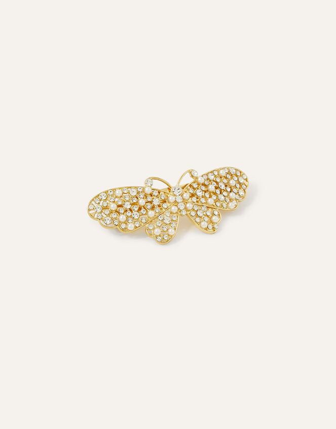 Diamante Butterfly Barrette Hair Clip, , large