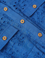 Short Sleeve Broderie Playsuit, Blue (BLUE), large