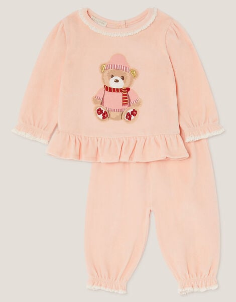 Newborn Bear Frill Top & Trousers Set, Pink (PINK), large