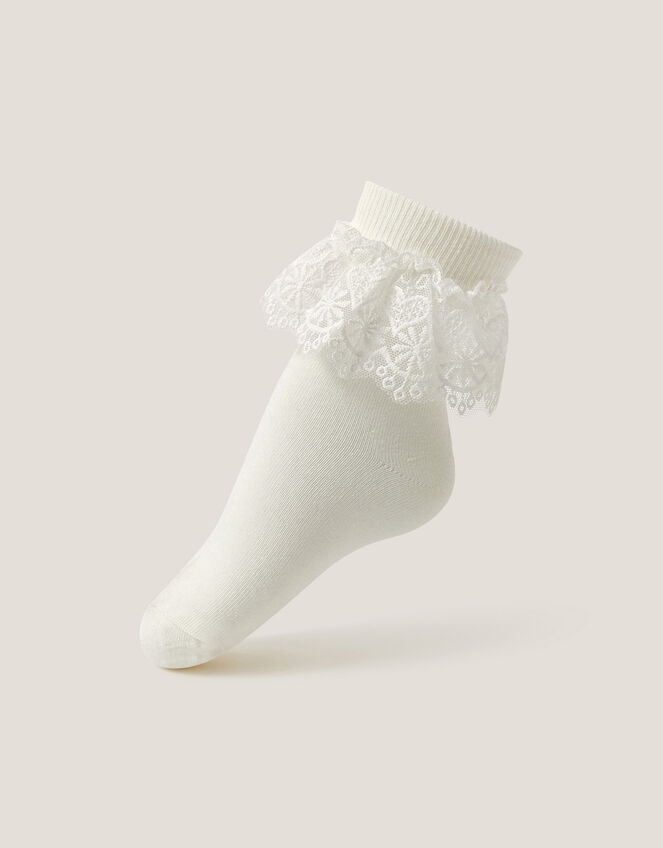 Heart Lace Socks, Ivory (IVORY), large
