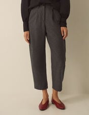 Orla High Waisted Barrel Leg Trousers, Grey (CHARCOAL), large