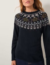 Fia Hotfix Fair Isle Jumper, Black (BLACK), large