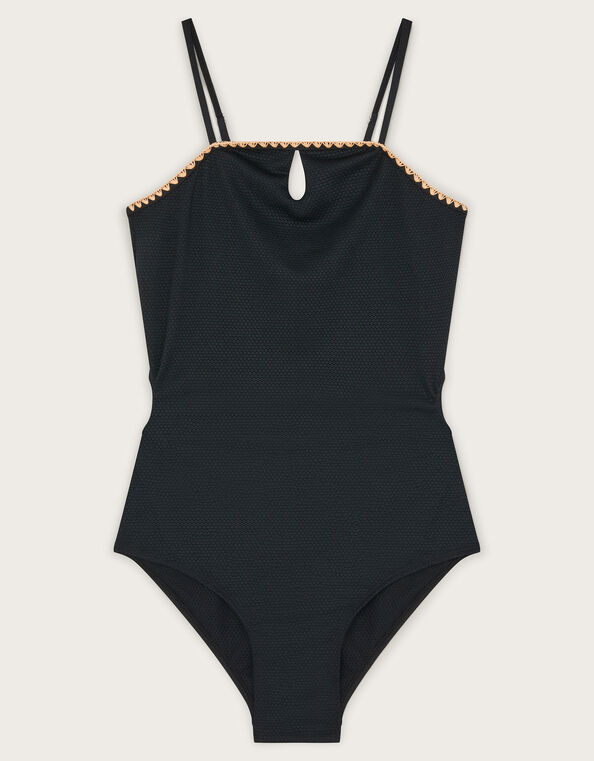 Texture Cut-Out Swimsuit, Black (BLACK), large