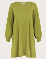 Susie Mini Sweater Dress, Green (OLIVE), large