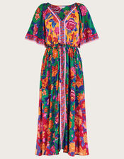 Contrast Floral Print Dress in LENZING™ ECOVERO™, Orange (ORANGE), large