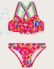 Kendall Tropical Print Bikini Set, Red (RED), large
