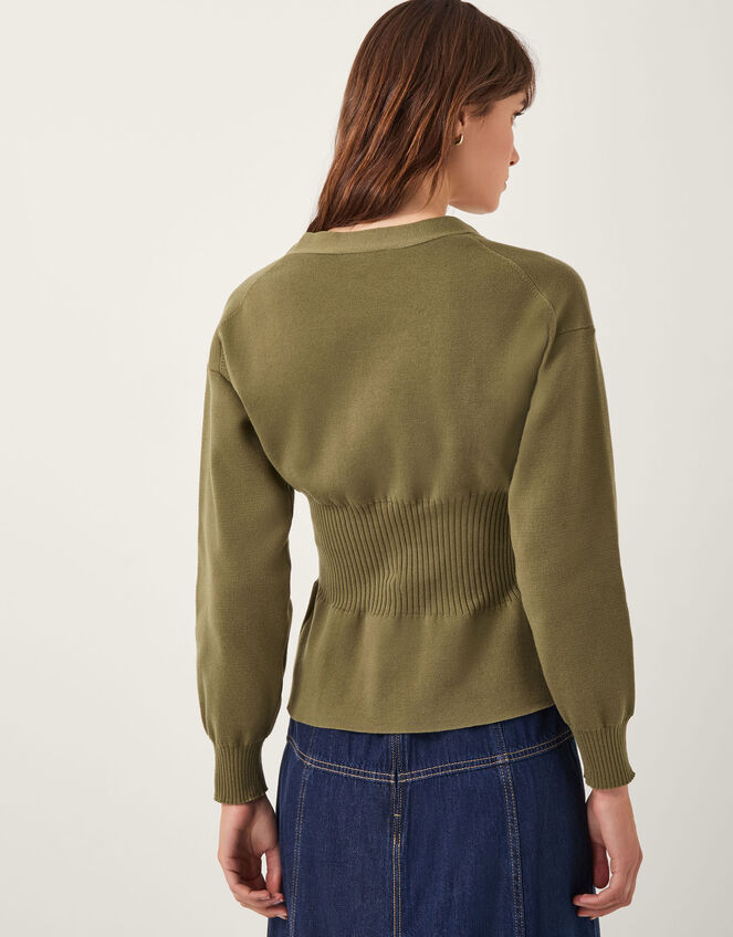 Suzy Fitted V-Neck Cardigan, Green (GREEN), large