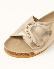 Mimi Metallic Leather Sandals, Gold (GOLD), large