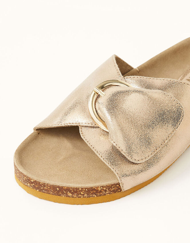 Mimi Metallic Leather Sandals, Gold (GOLD), large