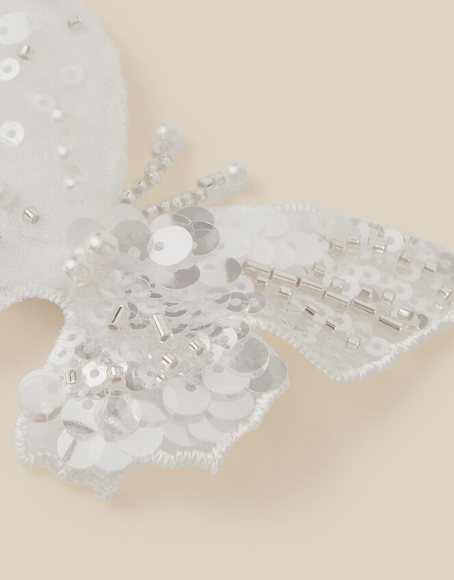 Pearl Embellished Butterfly Hair Clip, , large
