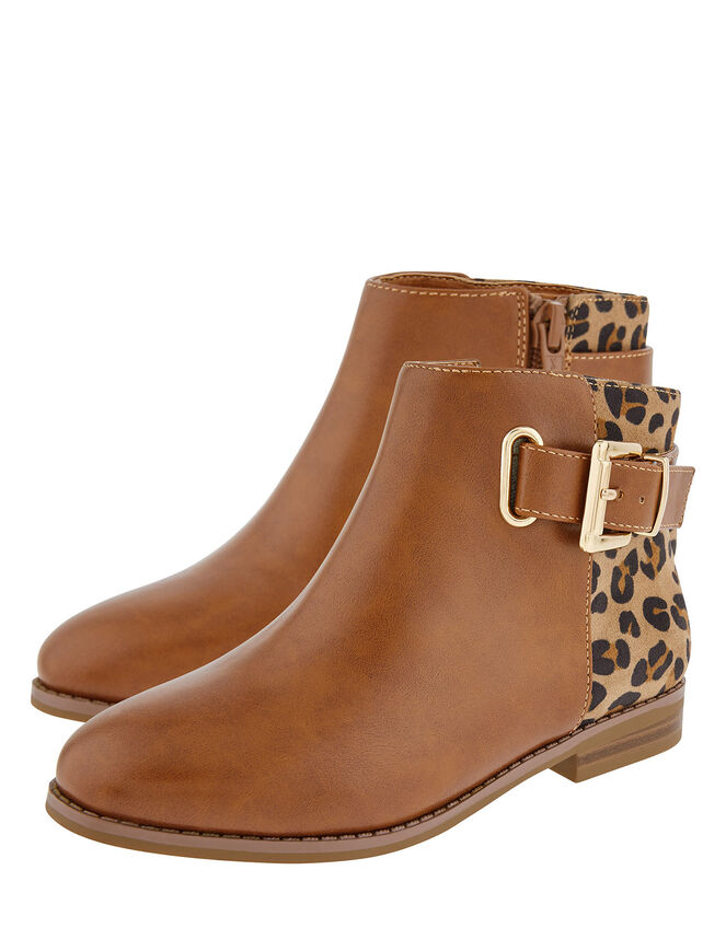 Mollie Leopard Ankle Boots, Tan (TAN), large