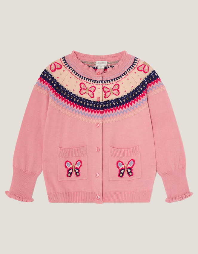 Butterfly Fair Isle Cardigan , Pink (PINK), large