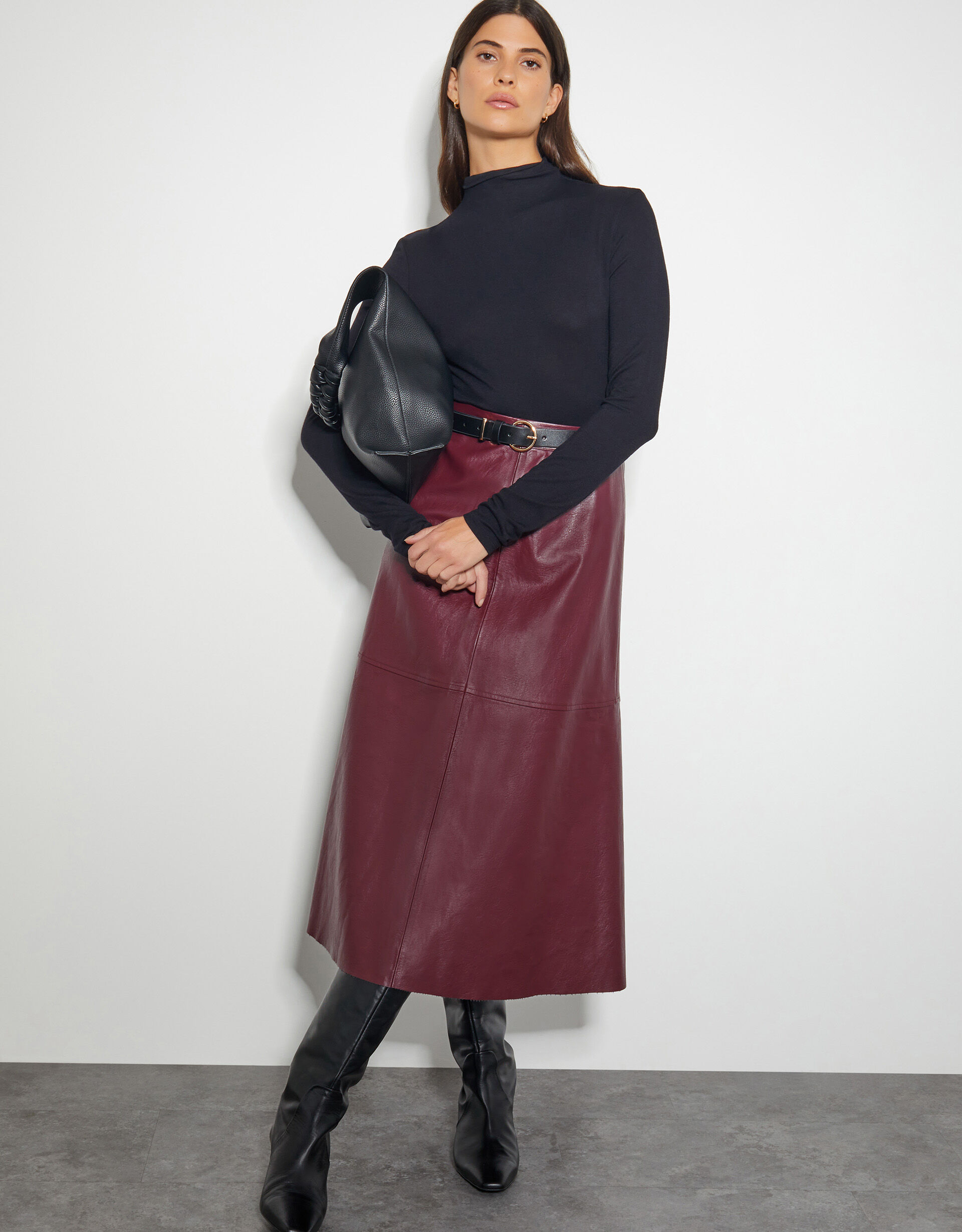 Faux leather midi skirt red 2025