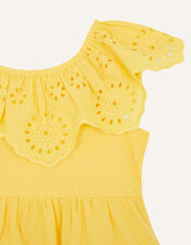 Baby Broderie Frill Dress, Yellow (YELLOW), large
