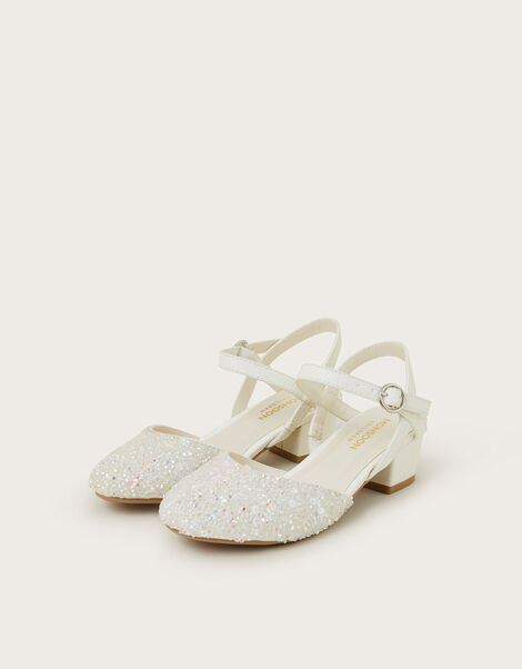 Sparkle Closed-Toe Strappy Heels, Ivory (IVORY), large