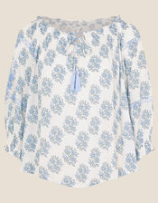 Whitney Printed Top LENZING™ ECOVERO™ , Blue (BLUE), large
