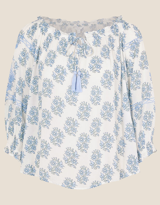 Whitney Printed Top LENZING™ ECOVERO™ , Blue (BLUE), large