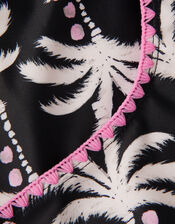 Palm Print Cut-Out Swimsuit, Black (BLACK), large