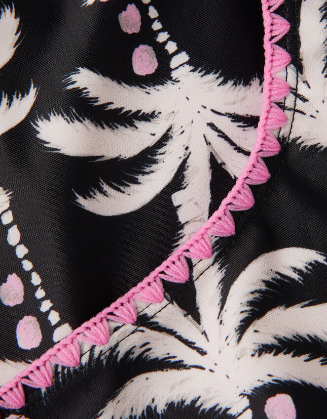 Palm Print Cut-Out Swimsuit, Black (BLACK), large
