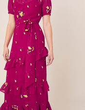 Lexie Floral Tiered Frill Maxi Dress, Pink (PINK), large