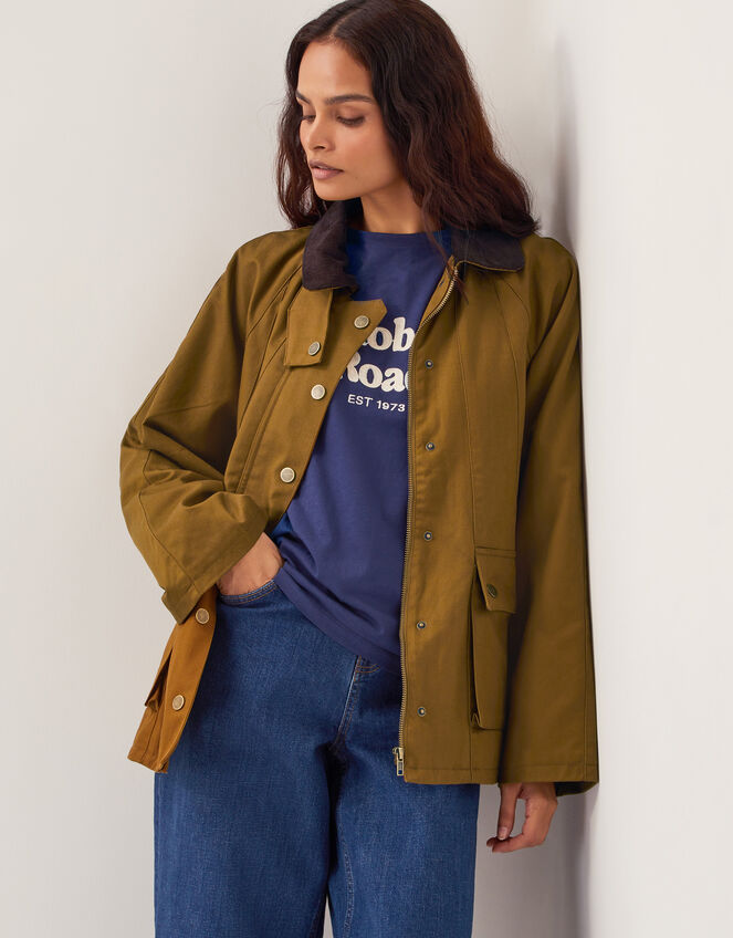 Rosie Corduroy Collar Barn Jacket, Gold (GOLD), large