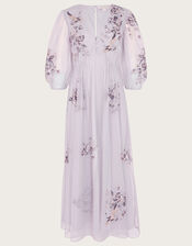Karen Embroidered Dress in Recycled Polyester, Purple (LILAC), large