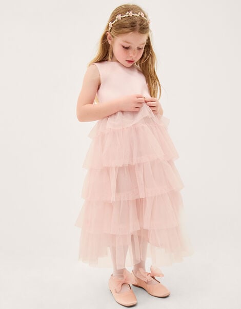 Sleeveless Tiered Party Dress, Pink (PINK), large