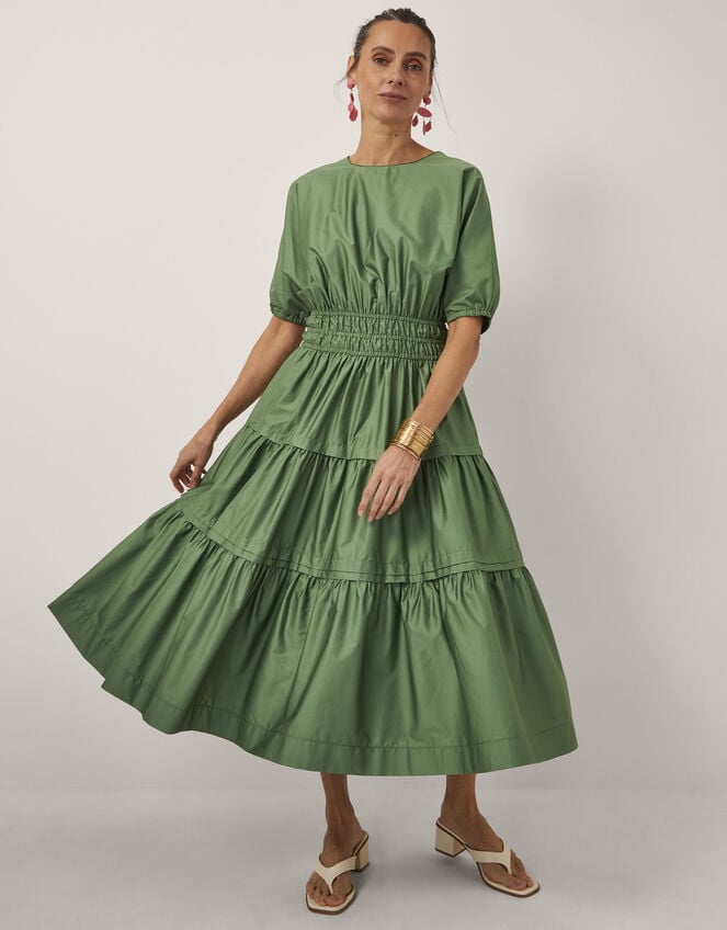 Devotion Twins Geraros Tiered Midi Dress, Green (GREEN), large