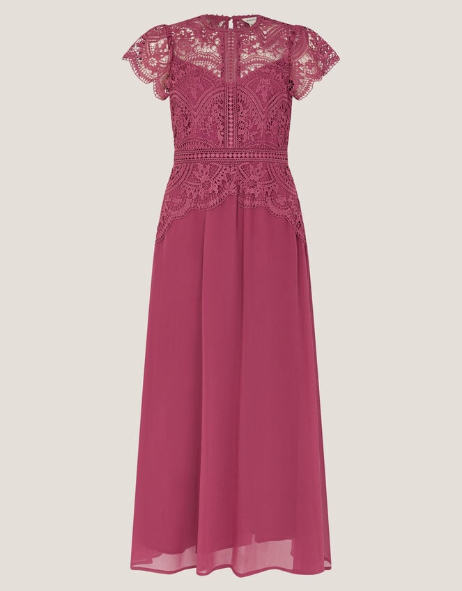 Monica Lace Midi Bridesmaid Dress, DARK PINK, large